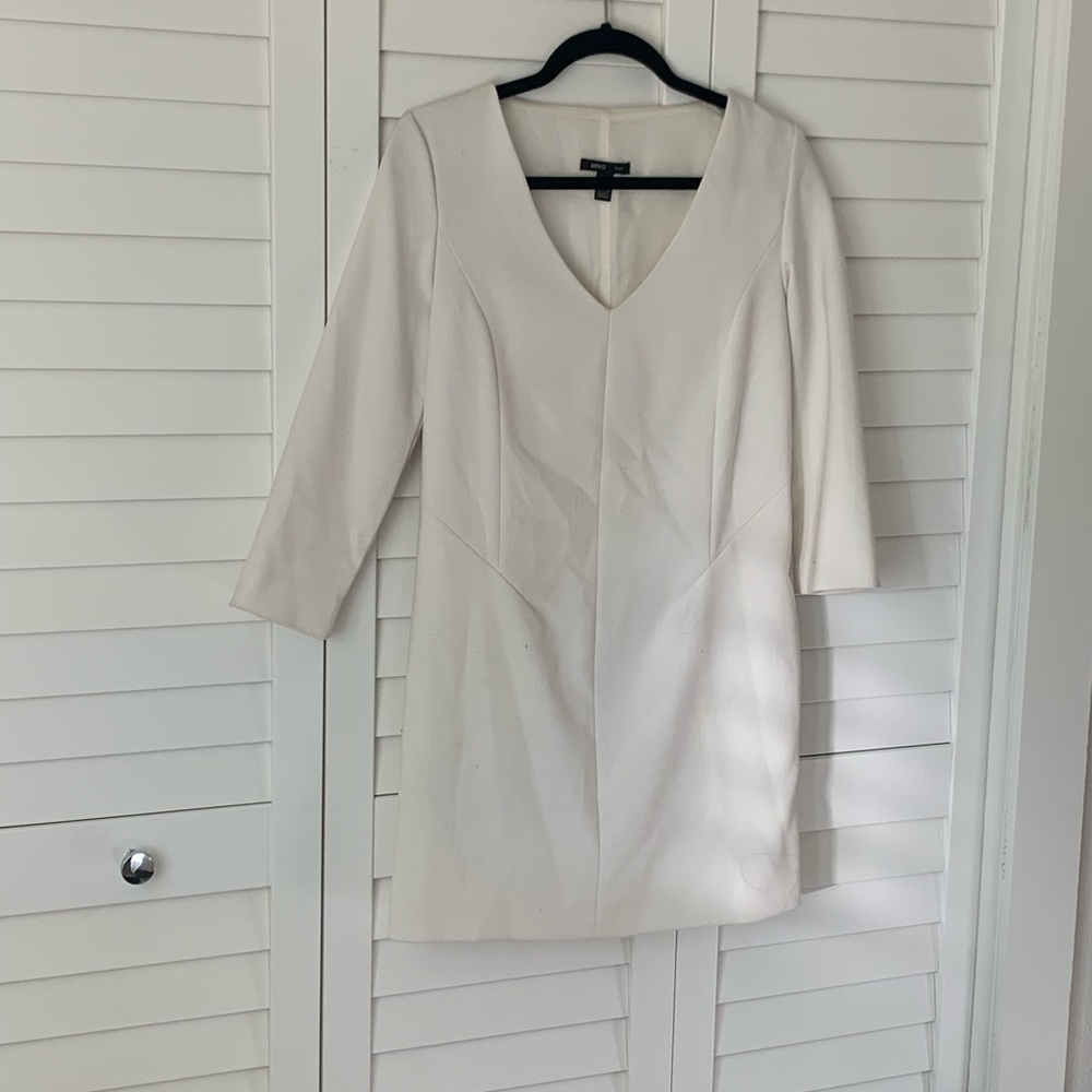 MANGO White Wool Blend Shift Lined Dress Size 4